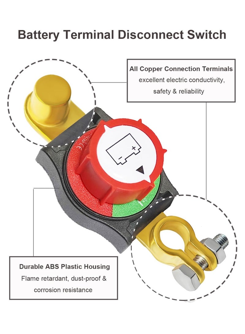 Negative Battery Quick Disconnect, 12V-48V Heavy Duty Top Post Terminal Switch 300A High Current On-Off Kill Switch Power Cut Master Isolator for Car Vehicle RV ATV Boat Marine Trailer - Image 4